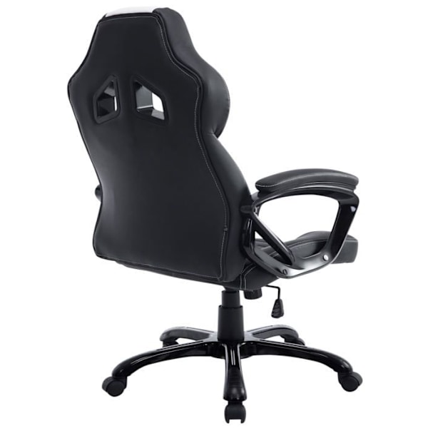 Gaming kontorstol med hjul, vippefunktion i sort/hvid PVC og plast 10_0002594 Vit
