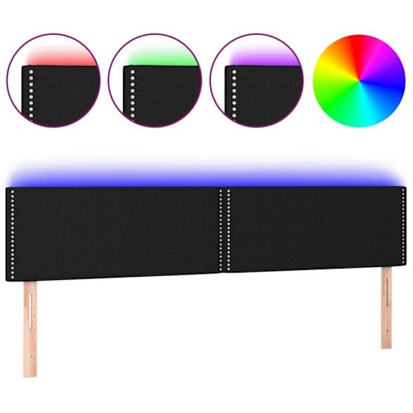 Sengehoved tilbehør til soveværelse møbel med LED 200 x 5 x 78/88 cm sort stof TDL0200624 Svart