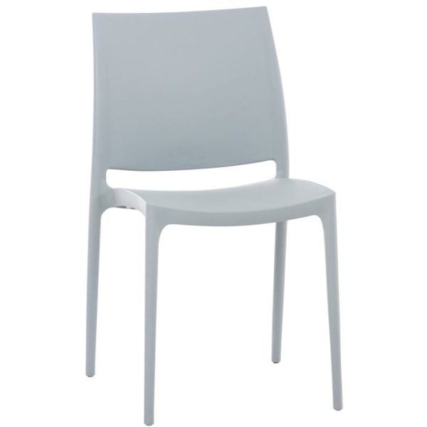 Grå havestol i simpel design, stabelbar