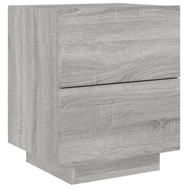 Yöpöytä, jossa on laatikko ja LED, 45 x 40 x 55 cm, harmaa MDF DEC032806 kastanj