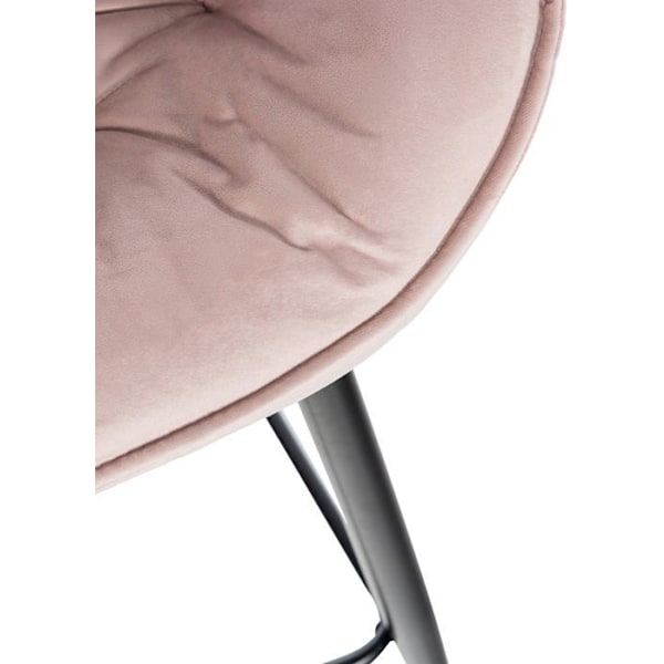 Barstol høj x1 sæde med tuftet effekt i lyserødt velour og sort metal 10_0004889 Metall