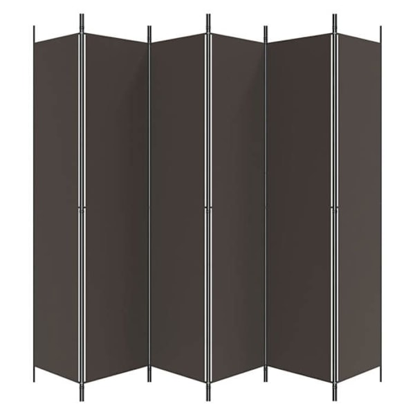 Paravent skillevæg 6 paneler 300 x 220 cm brunt stof og jern DEC031088 kastanj