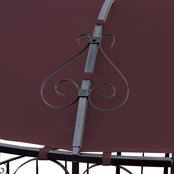 Pergola pavillon buehave rund telt canopy reception ramme i robust stål Ø 3m brun rød 04_0004058 Röd