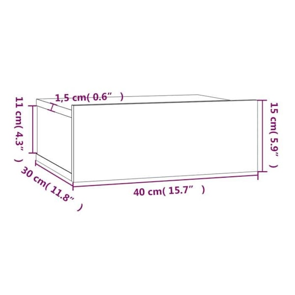 Væghængt natbord med skuffe 40 x 30 x 15 cm brunt ingeniørs træ DEC033922 kastanj