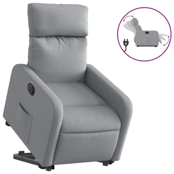 Fauteuil relax TV med elektrisk løftefunktion, meget komfortabel i lyst grå stof DEC028322 Grå