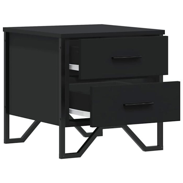 2 kpl yöpöytiä laatikoilla 40 x 41 x 40 cm mustaa teknistä puuta ja metallia DEC035582 kastanj