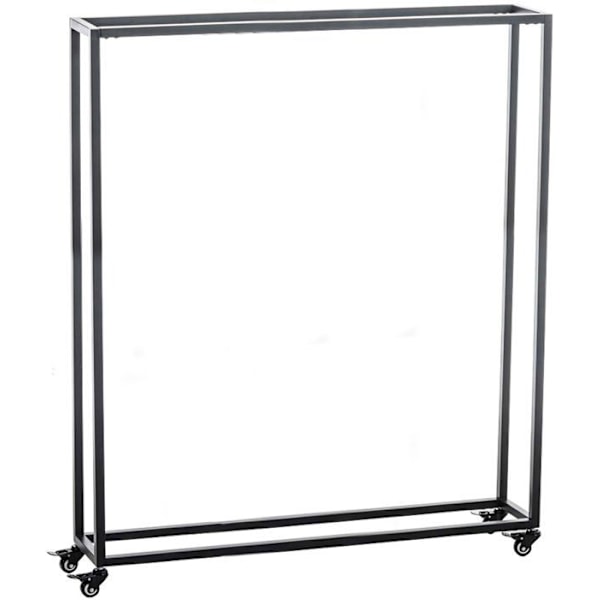 Bøjle til brænde, hyldestøtte i træ til pejs på hjul 150x100x25 cm i sort metal 10_0003527 kastanj