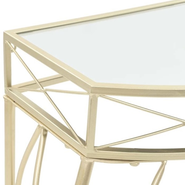 Konsolbord med skuffe 82 x 39 x 76 cm i forgyldt metal og glas DEC032541 Metall