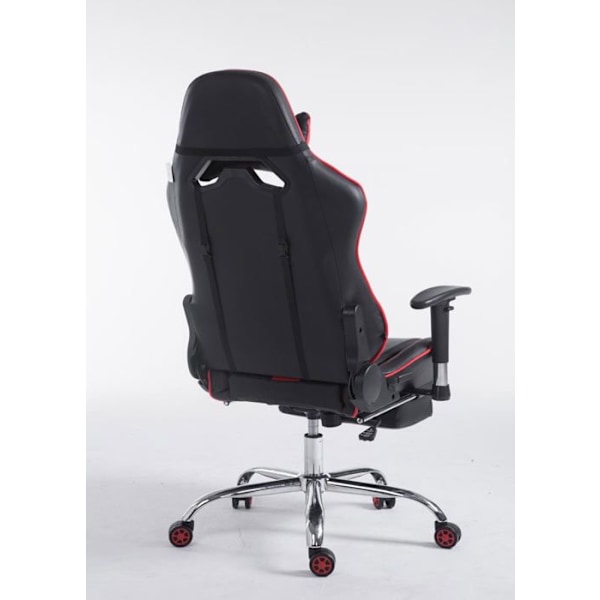 Gamer kontorstol med udtrækbarfodstøtte, vippefunktion i sort/rød PVC 10_0002746 Svart