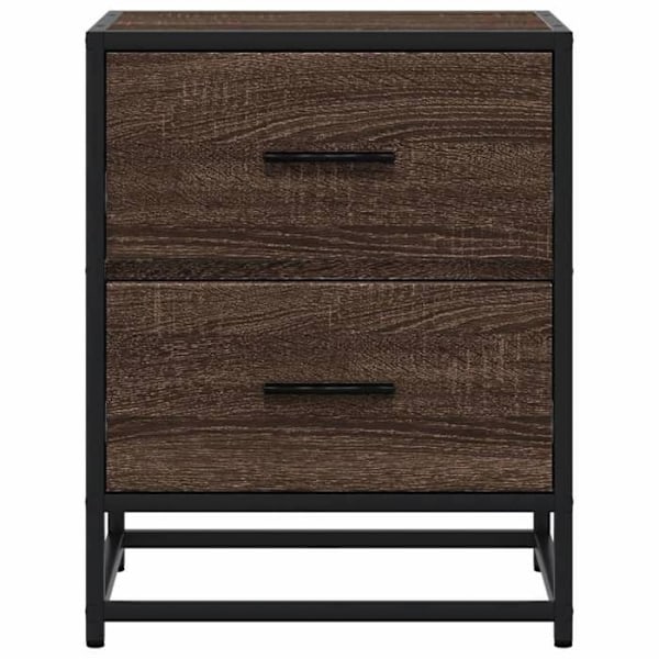 Yöpöytä kahdella laatikolla 40 x 31 x 50 cm ruskeaa insinööripuuta ja terästä DEC033704 kastanj