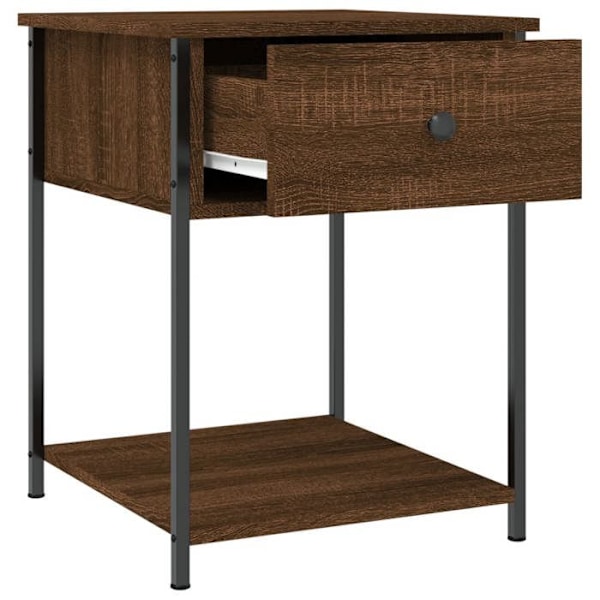 2 kpl yöpöytiä laatikolla ja hyllyllä 44 x 45 x 58 cm ruskea insinööri-puu ja rauta DEC035207 kastanj