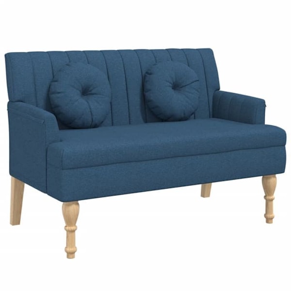 Bänksoffa med kuddar för rygg och armstöd 113 x 64,5 x 75,5 cm i blått tyg DEC024628 Blå