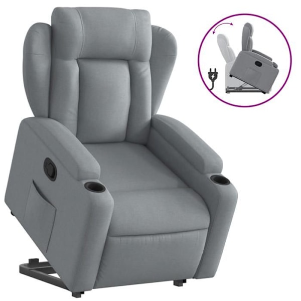 Fauteuil relax TV med behagelig polstring, elektrisk løftefunktion i lys grå stof DEC027906 Grå