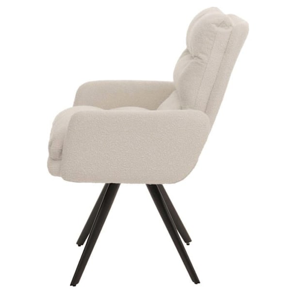Spisestol, køkkenstol, drejelig, automatisk position, stof/tekstil, hvid creme boucle, med armlæn 04_00062 Vit
