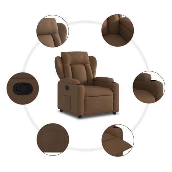 Fauteuil relax TV med komfortabel polstring, manuel til inclinationsfunktion i brunt stof DEC028049 kastanj