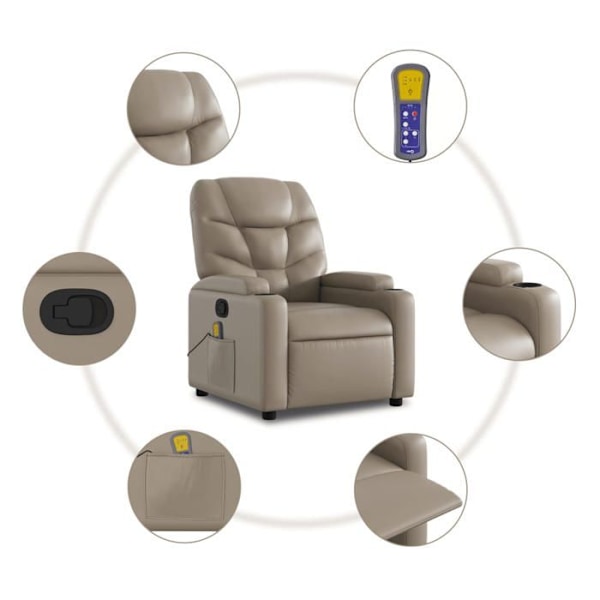 TV afslapningsstol med massagefunktion, justerbar i PVC farve cappuccino DEC026883 Flerfärgad