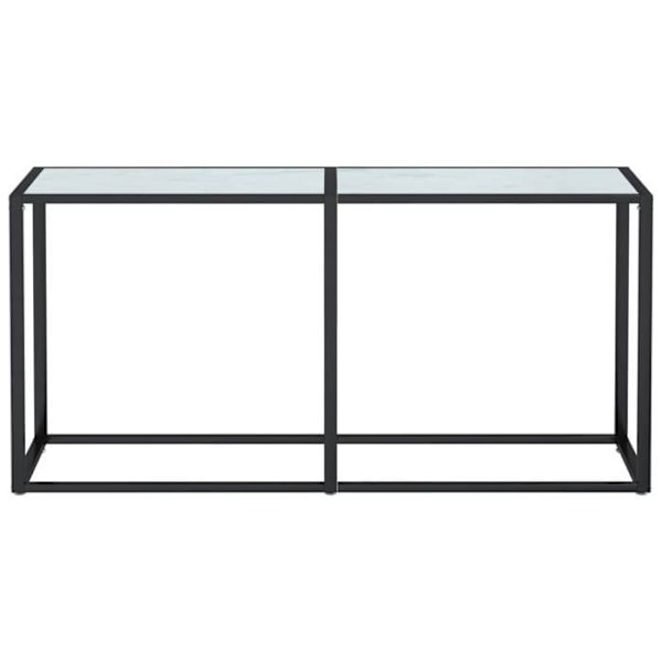 Bordbordskonsol til entreen stue møbel 160 x 35 x 75,5 cm hærdet glas med marmor hvid og stål DEC032029 Vit
