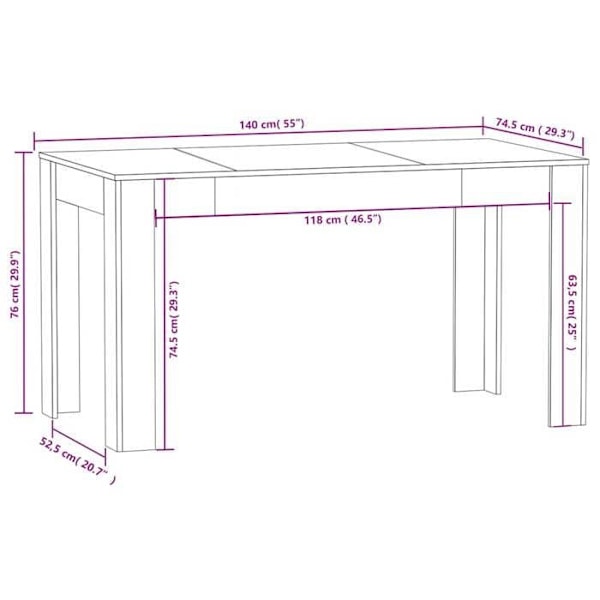 Moderne design spisebord 140 x 74,5 x 76 cm i ingeniørtræ i eg farve DEC036848 kastanj