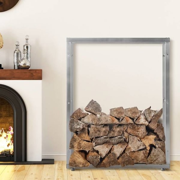 Range bûches hylde støtte træ til pejs 125x100x25 cm i rustfrit stål 10_0003547 kastanj