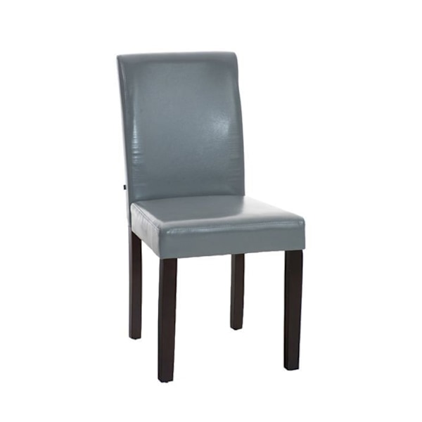 Matstol x1 modern design i grå PVC och ben i brunt trä 10_0002018 kastanj