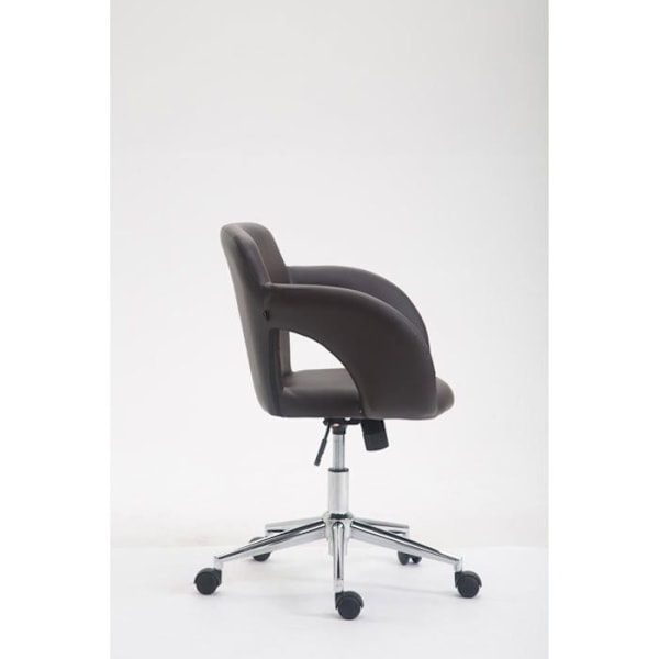 Kontorstol - Décoshop26 - BUR10344 - Syntetisk brune - Højdejusterbar - Armlæn kastanj