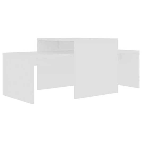 Set av staplade soffbord 100 x 48 x 40 cm i vitt ingenjörsträ DEC031268 Vit