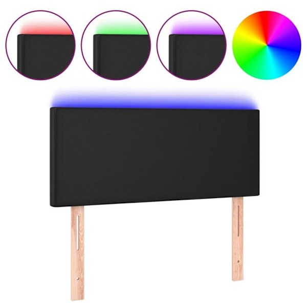 Hovedgavl - LED - Sort - 80x5x78/88 cm - Similær læder - Klassisk stil Svart