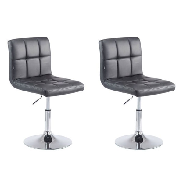 Set med 2 moderna och designade matsalsstolar i svart syntetmaterial, justerbar höjd, svängbara, metallben 10_0000223 Metall