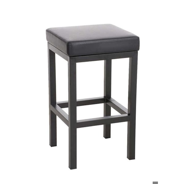Barstol x1 med fodstøtte, enkelt design, sædehøjde 80 cm i sort PVC og støtte i sort metal 10_0005406 Metall