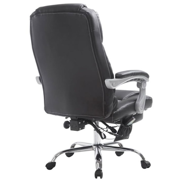 Kontorstol med massagesfunktion, fodskammel og justerbar ryg i sort PVC 10_0002577 Svart