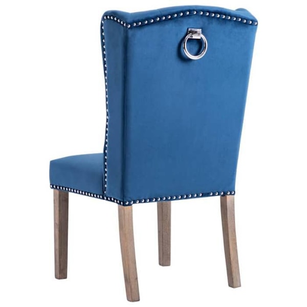 Sæt med 4 spisestuestole, køkkenstole, klassisk design, blå velour CDS021310 Blå