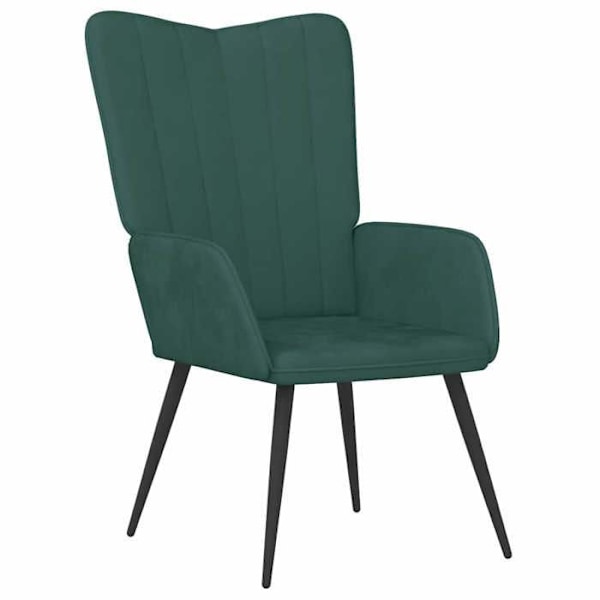 Moderne sofa stol med fodskammel i mørkegrønt velour DEC026631 Grön