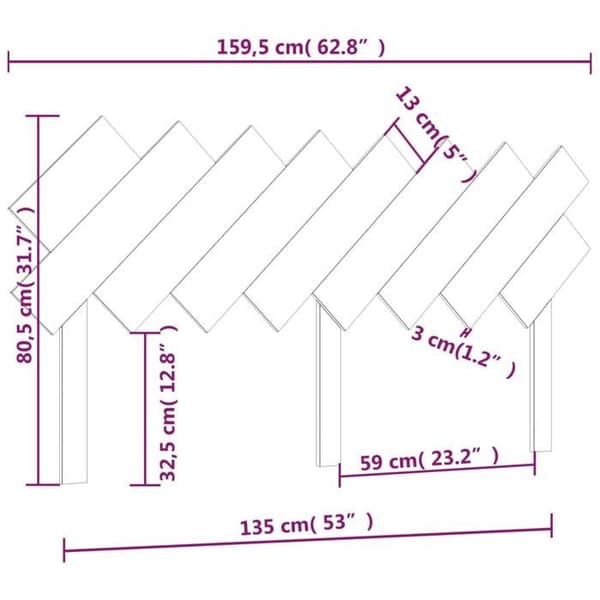 Huvudgavel till säng, möbel för sovrum 159,5 x 3 x 80,5 vit furu