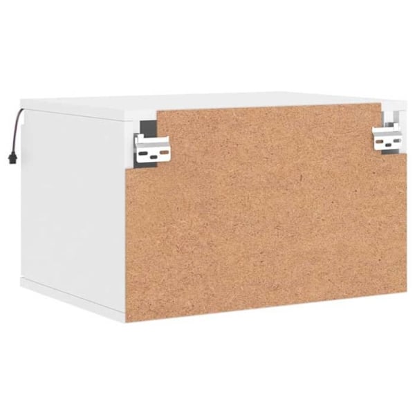 Væghængt sengebord med LED-lys 50 x 36 x 30 cm med skuffe i hvidt ingeniørtræ DEC034163 Vit