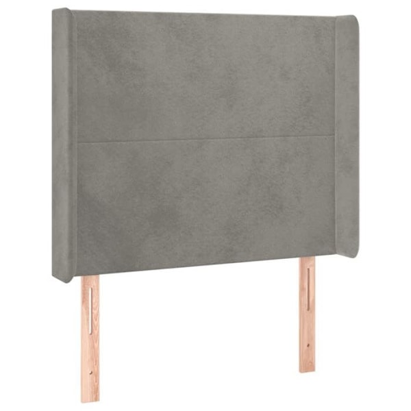Hovedgærde - Ikke angivet - 103x16x118/128 cm - Lysegrå velour - Klassisk stil - Ører Ljusgrått
