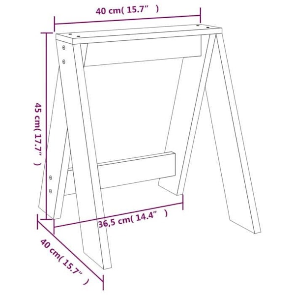 Sæt med 2 design taburetter, enkel siddekomfort 40 x 40 x 45 cm i massivt brunt fyrretræ DEC026408 kastanj