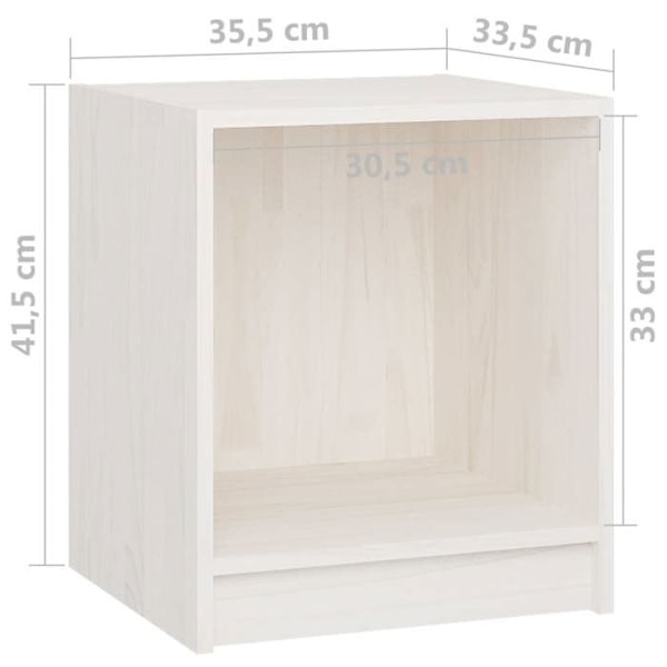2 kpl yöpöytiä avoimella lokeroilla 35,5 x 33,5 x 41,5 cm valkoista mäntyä DEC034856 Vit