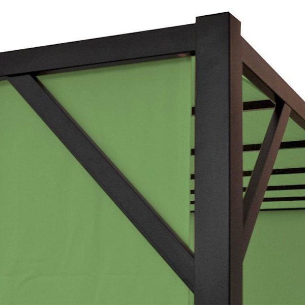 Pergola trädgårdspaviljong takterrass struktur i stabilt stål 6cm + rörligt grönt tak 3x3m 04_0004066 Grön
