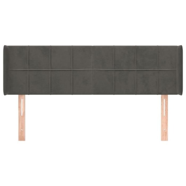 Sengegavl tilbehør soveværelse møbel med sidekant 147 x 16 x 78/88 mørkegrå velour