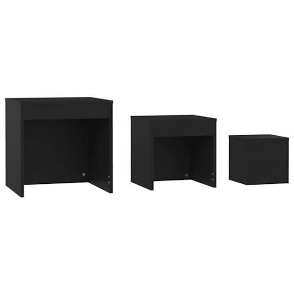 Sæt med 3 stablingsborde til sofaforenden, planteholder i sort spåndefinerede DEC032730 Svart