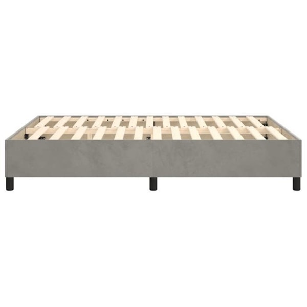 Sommier - TDL - 140x190 cm - Lysegrå fløjl - 2 pladser - Med lameller - Inkluderede ben Ljusgrått