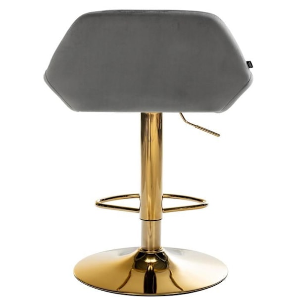 Baari stool x1, kullattu jalat kaareva kultainen metallijalka, harmaa sametti-istuin 10_0004542 Grå