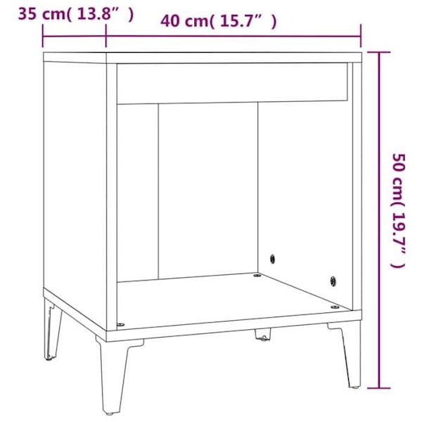 Natskab med opbevaringsplads 40 x 35 x 50 cm ingeniørtræ og metal DEC033363 kastanj