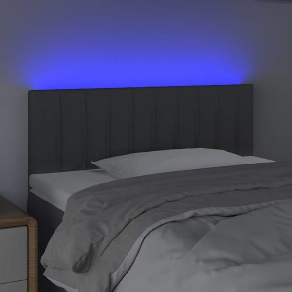 Hovedgærde til soveplads, soveværelse, LED-møbel, 90 x 5 x 78/88 cm, mørkegrå stof, TDL0201002 Grå