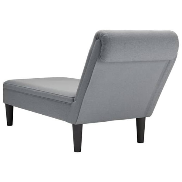 Meridienne chaise longue sofa til indendørs brug med pude og højre armlæn lys grå stof DEC026255 Grå