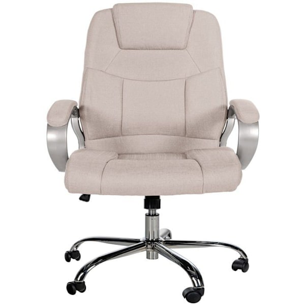 Ergonomisk kontorsstol är bekväm i creme färg och krommetall 10_0002384 Grädde