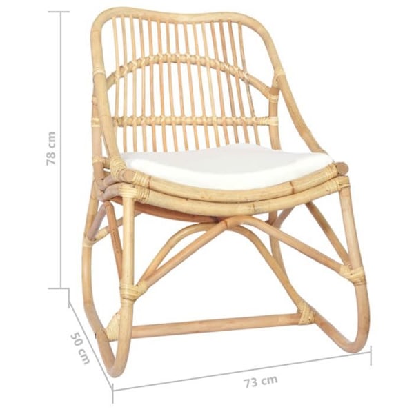 Loungefåtölj i rustik design av rotting med vit kudde DEC026793 Vit