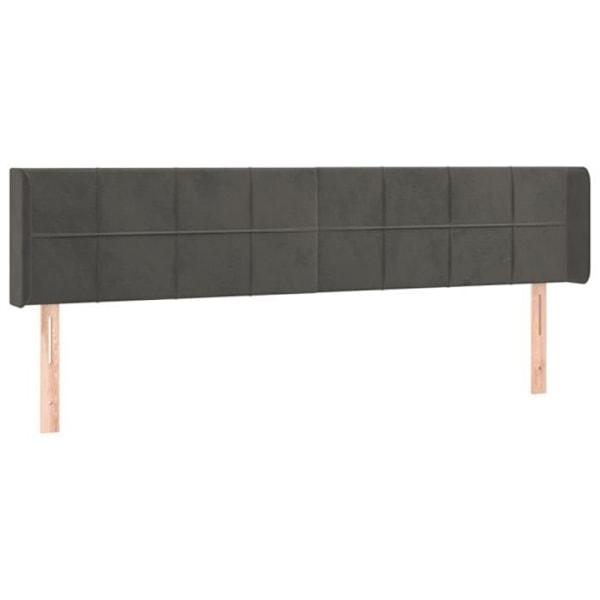 Hovedgavl - Ikke specificeret - 163x16x78/88 cm - Mørkegrå velour - Integreret LED - Moderne design Mörkgrå