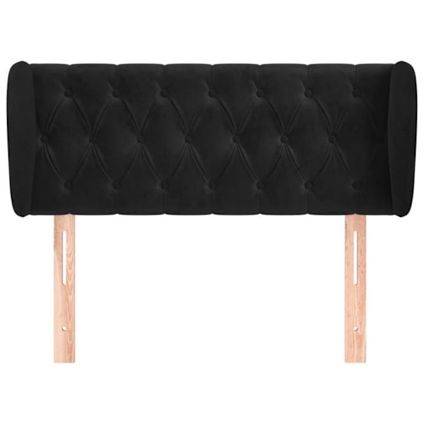 Sänkypää - Huonekalu - Pehmustettu - Musta sametti - 93x23x78/88 cm - Helppo koota Svart