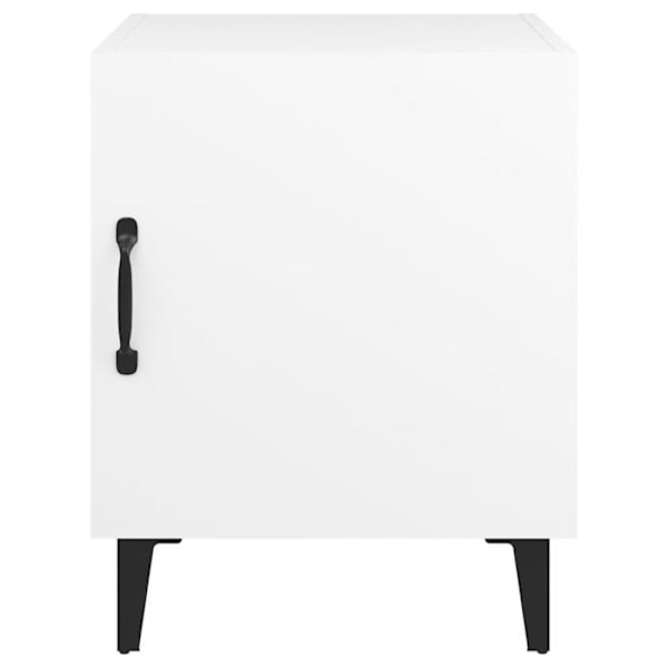 Sæt med 2 natborde med skab med dør 40 x 40 x 50 cm hvidt ingeniørtræ DEC034981 Vit